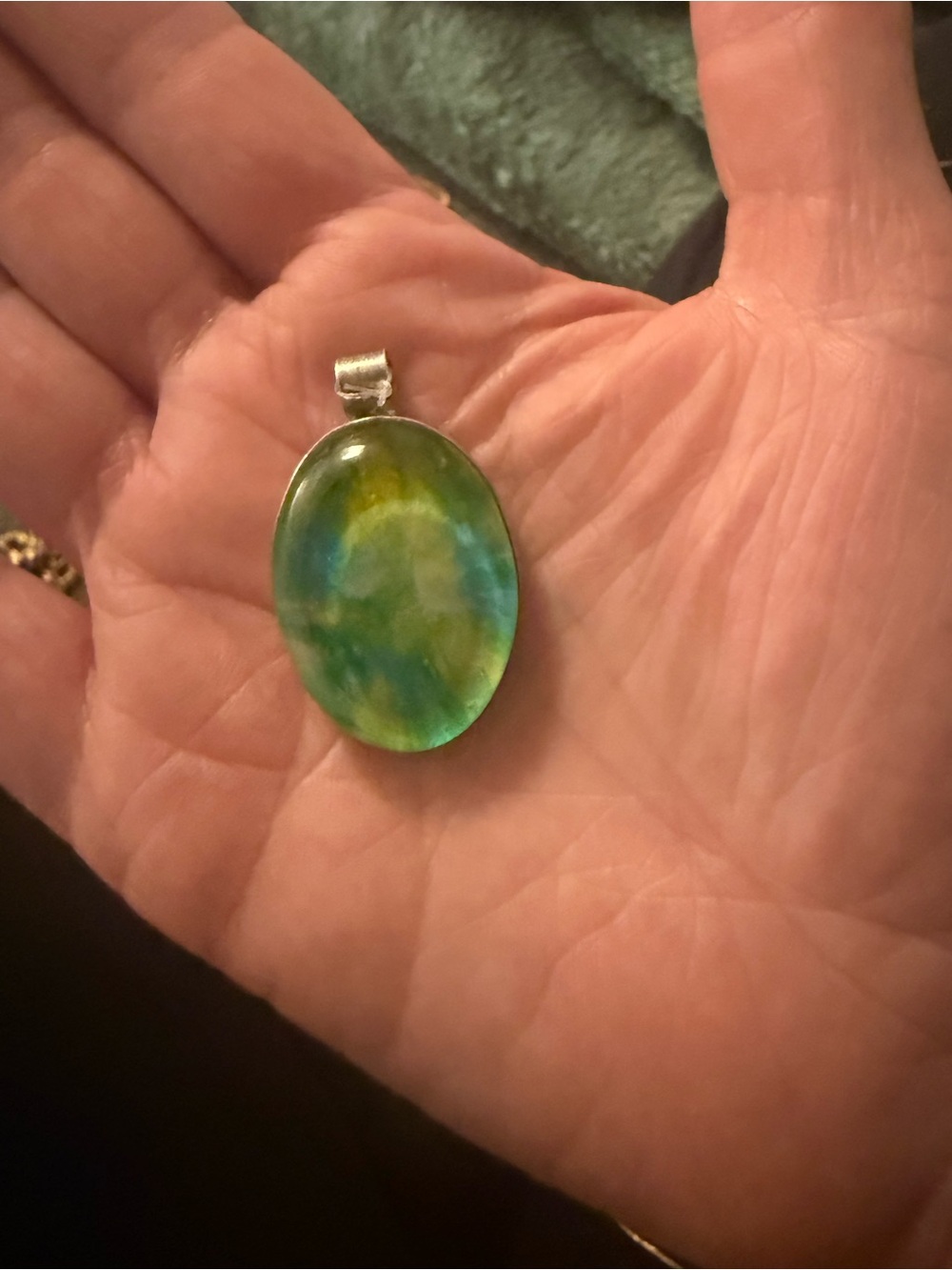 Green Blue Oval Pendant